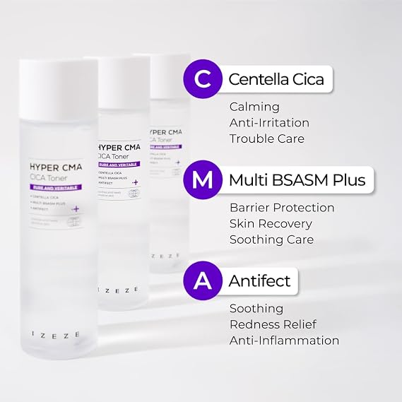 IZEZE Hyper CICA Toner 5.07 fl.oz, 150ml and Hyper CICA Cream 1.69 fl.oz, 50ml Bundle l Low-Irritation Centella CICA Facial Toner, Korean Skin Care for Sensitive Skin, Acne-Prone Skin