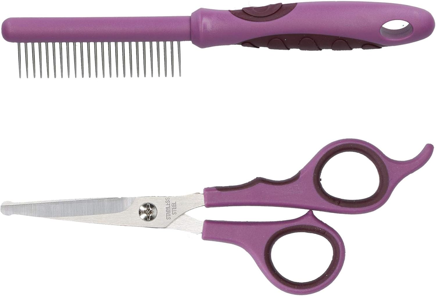 AB Tools Soft Protection Coarse Wide Toothed Detanging Comb & Ear/Face Scissor Dog Cat