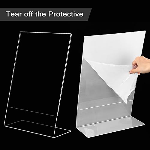 Miniatura 3 de 2 soportes acrílicos para letreros de acrílico con parte trasera inclinada, soporte de exhibición transparente para folletos, exhibición de