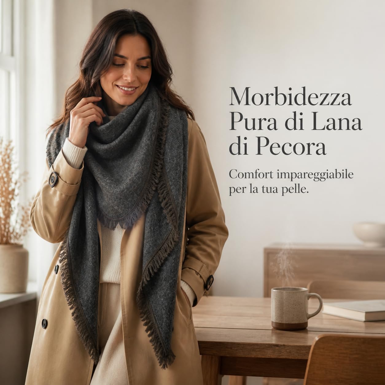 Sciarpa Donna Invernale Triangolare Lana | Design tinta unita, Sciarpa stile , Cene , Per e sorelle