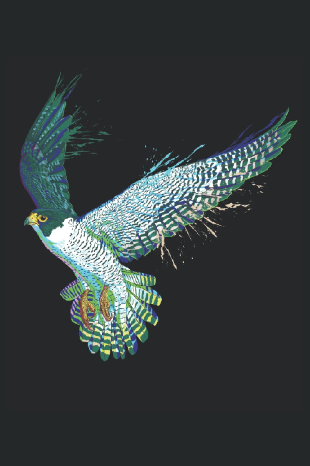 Splash Flying Peregrine Falcon Notebook: Lined - 120 Pages - Size 6 x 9 Inches (15,24 x 22,86 cm)