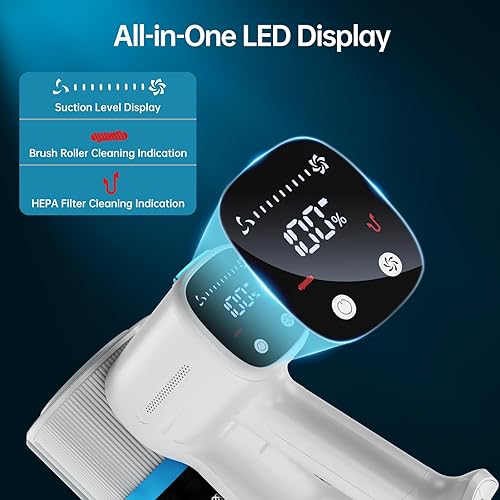Miniatura 4 de FABULETTA Aspiradora inalámbrica, potente succión de 38 Kpa de hasta 50 minutos de funcionamiento, aspiradora ligera 8 en 1 con motor sin