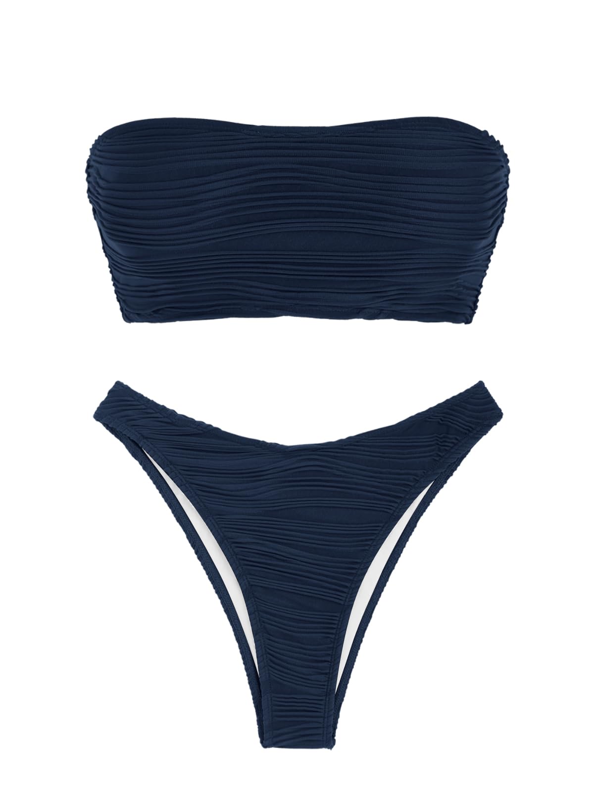 ZAFUL Women's Strapless Bandeau High Cut Bikini Set-AMZ