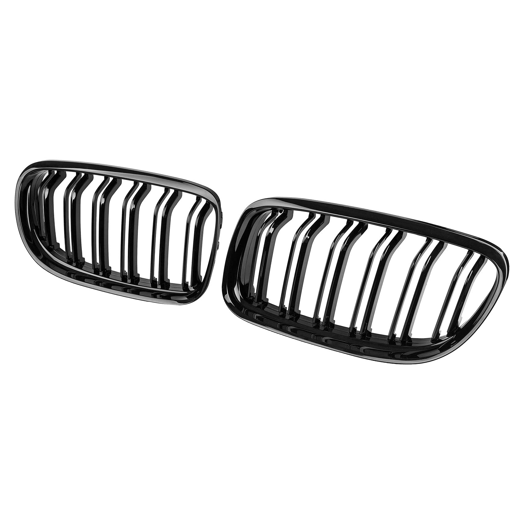 DOCAS Front Kidney Grille Grill Gloss Black Double Line Dual Slat Compatible with BMW 2009 2010 2011 E90 E91 323i 325i 328i 330i 335i LCI Sedan