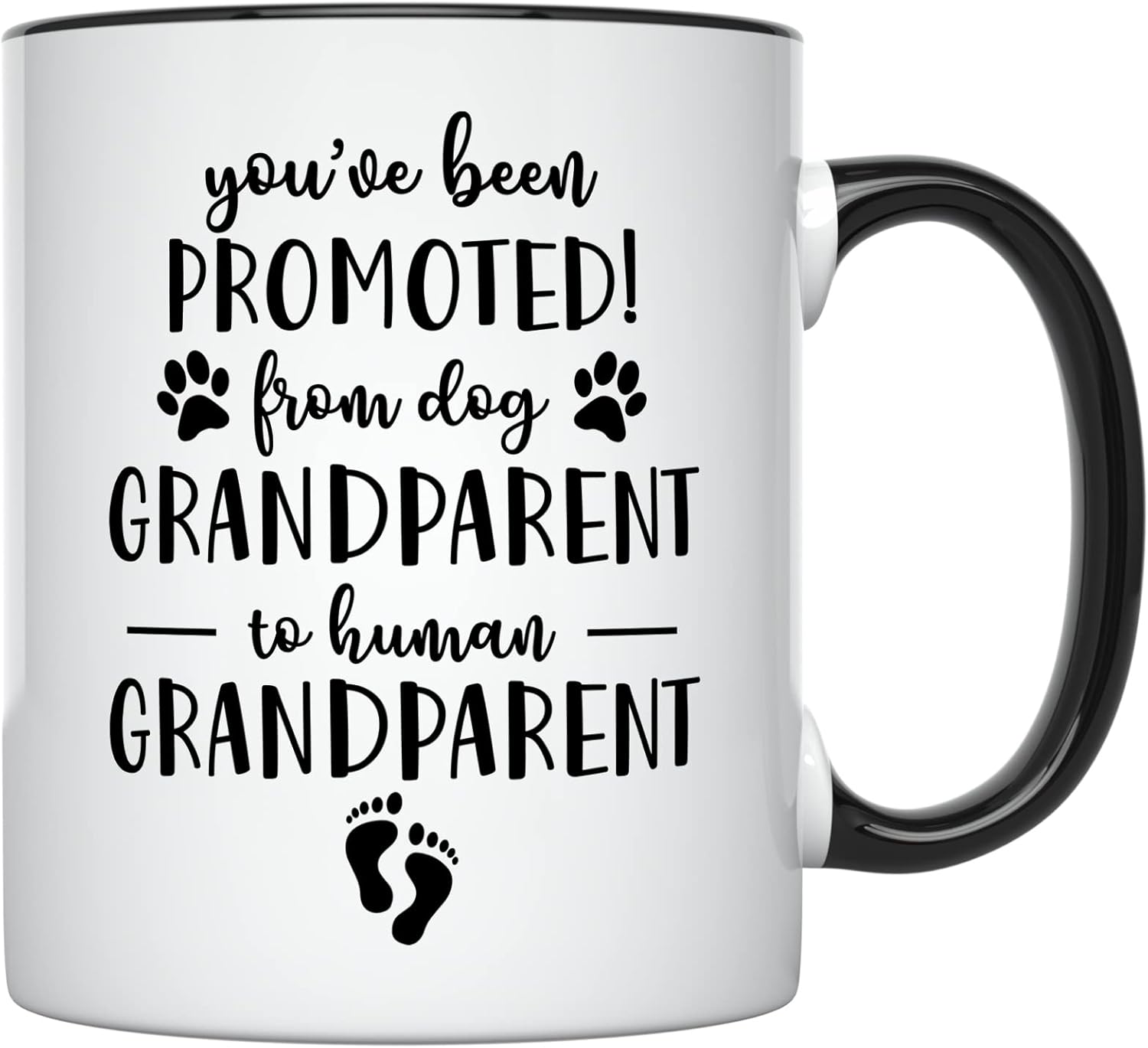 YouNique Designs Pregnancy Announcement for Grandparents Coffee Mug, 11 Ounces, Soon to Be Grandparents Baby Announcement Ideas, Pregnancy Reveal, Promoted From Dog Grandparent To Human Grandparent