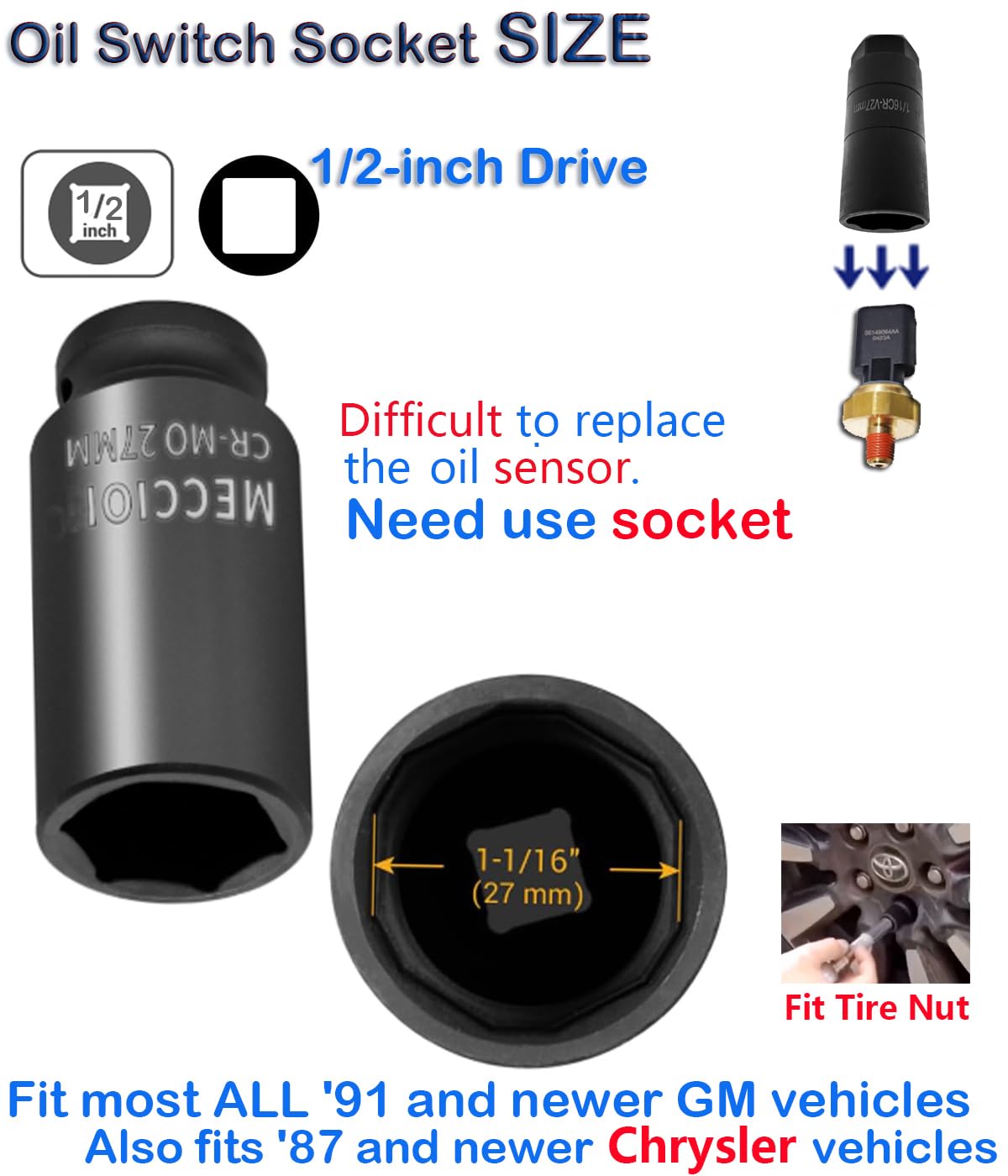 Oil Pressure Sensor for Dodge, Jeep, Chrysler, Ram,Cherokee, Oil Sending Unit, Engine Oil Pressure Sensor Sender Switch