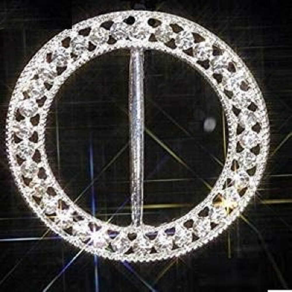 Beautiful Round Silver Filigree Sparkly Diamante Ribbon Slider Buckle Great for Chair Cover Sashes