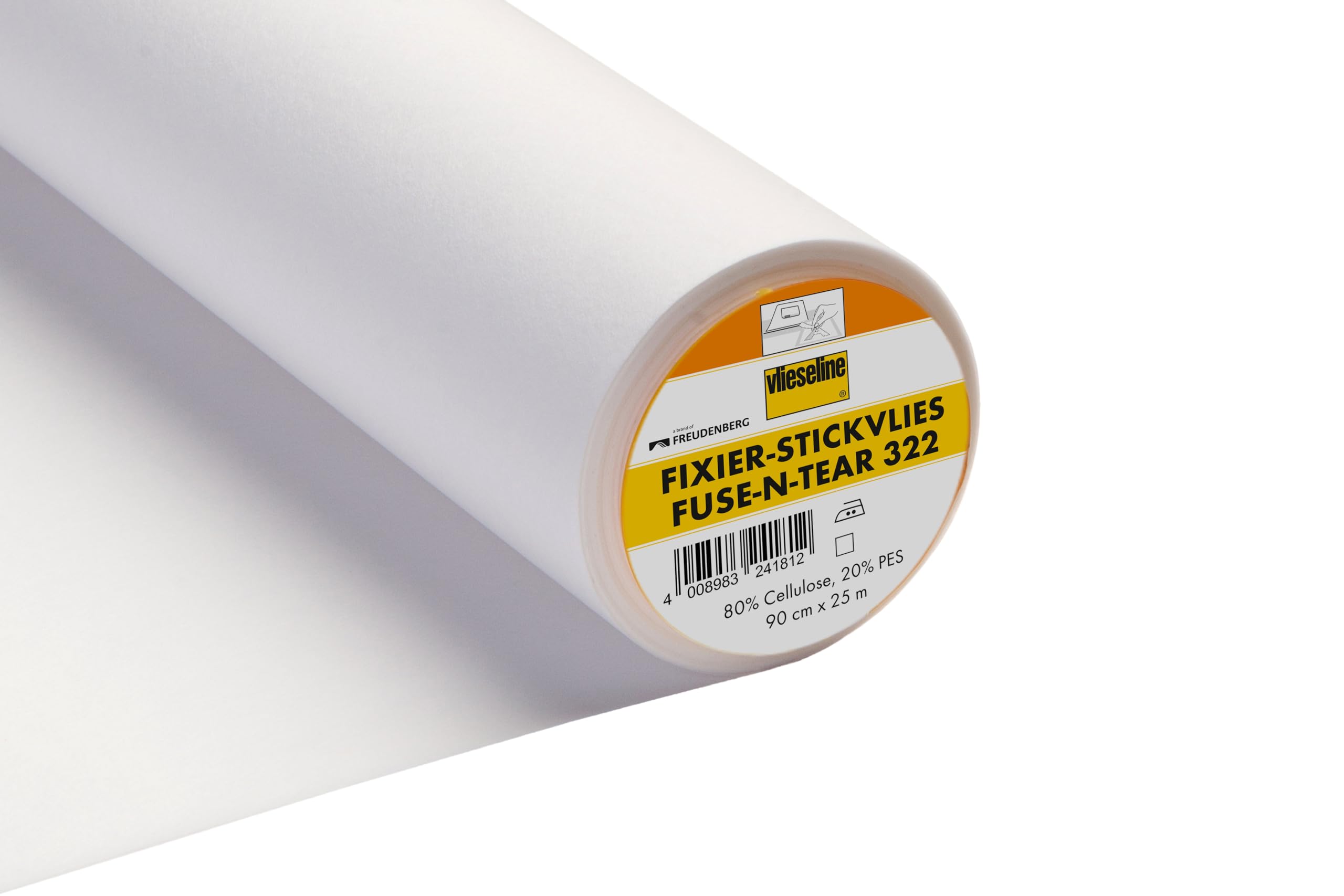Vlieseline White Vilene Iron-On Interfacing Fuse-N-Tear – For Stretch Fabrics -Coloured; Width 35.10 Inch/90Cm, Price Per Meter