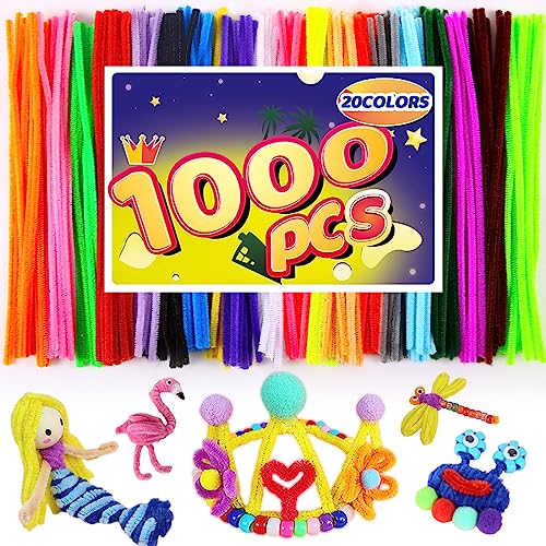 Image of Bundooraking 1000pcs Value Pack Craft Pipe Cleaners in 20 Colors,12in Pipe Cleaner Bulk, Soft & Flexible for Arts and Crafts, DIY Projects, Decorations