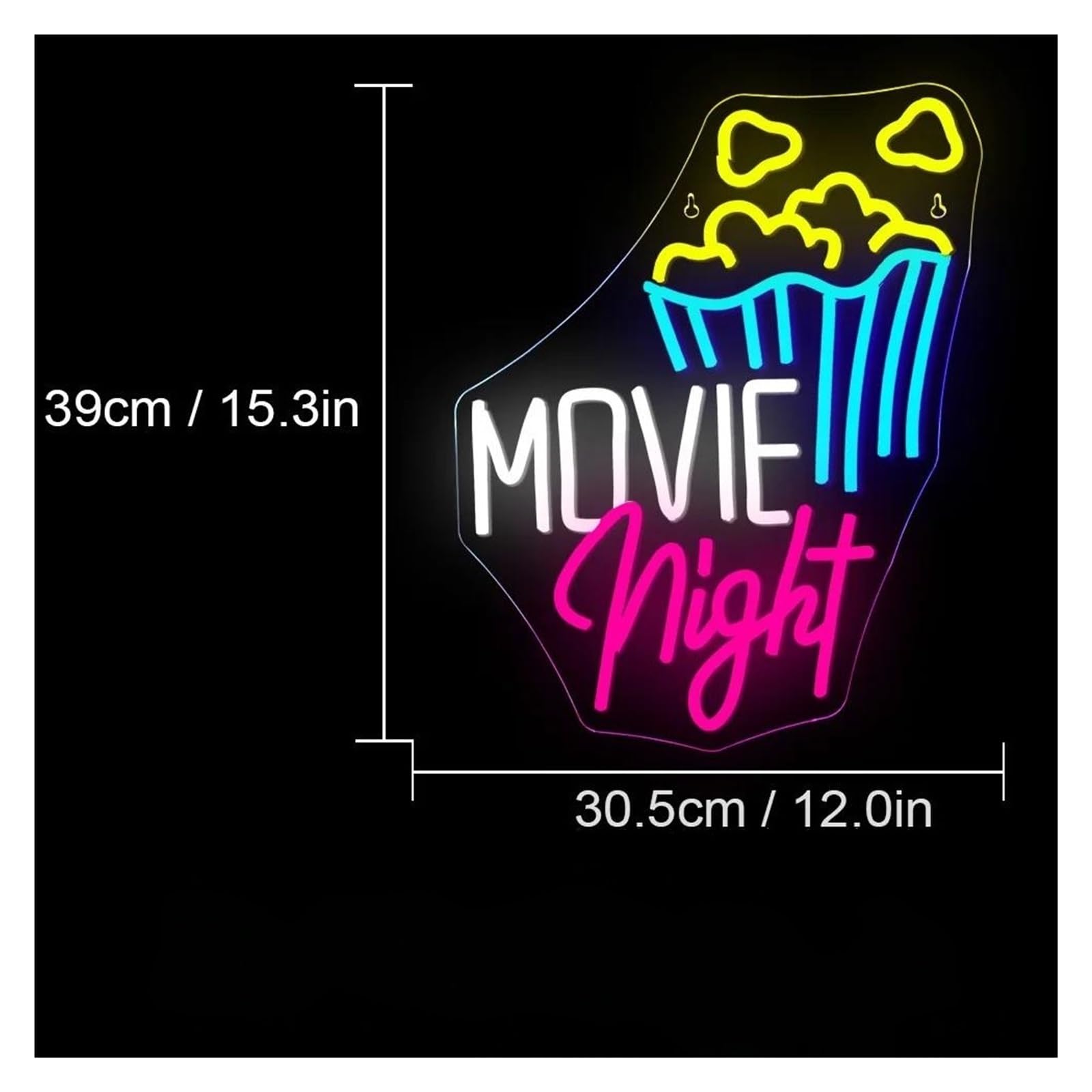 Luci al Neon Da Parete Insegne Al Neon Per La Serata Cinema, Decorazione Da Parete, Luci Per Popcorn, Decorazione Per La Stanza 30.5cmx39cm