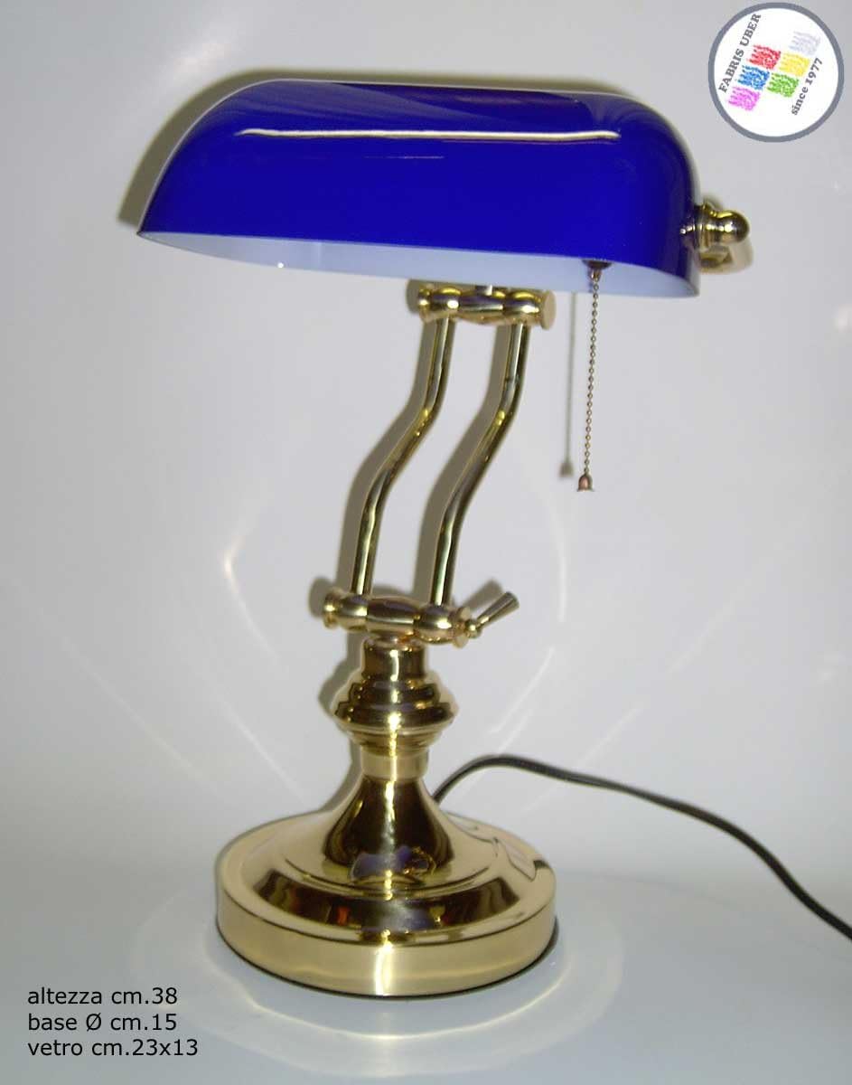 Fabris Uber Brass Adjustable Ministerial Churchill English Glass Blue 'Lamp