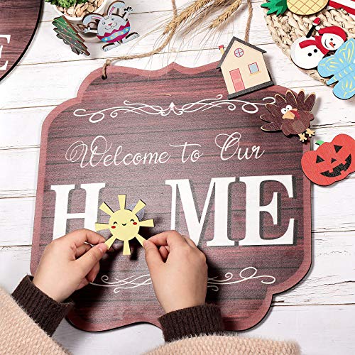 image for Jetec Seasonal Welcome Door Sign Interchangeable Welcome to Our Home H
