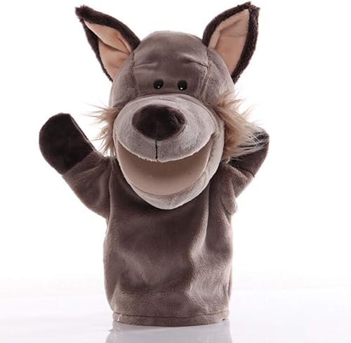 Marionetas de mano de boca abierta de lobo juguetes de animales de peluche para imaginativo juego de simulación narración de historias