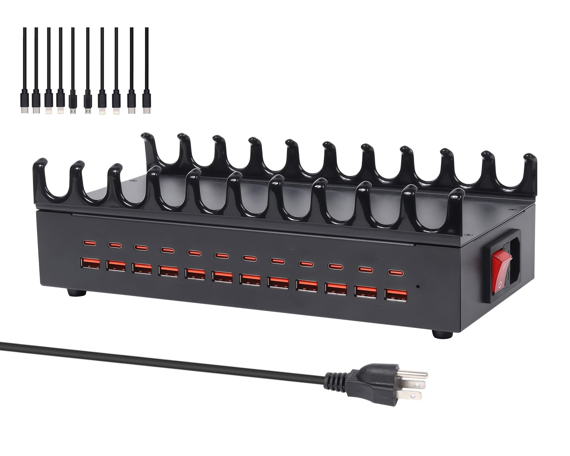 Stacja ładująca 300 W do wielu urządzeń – 24 porty USB szybka stacja ładująca z inteligentnym zasilaniem – Kindle, telefon, stacja ładująca tablet do domu, biura, szkoły