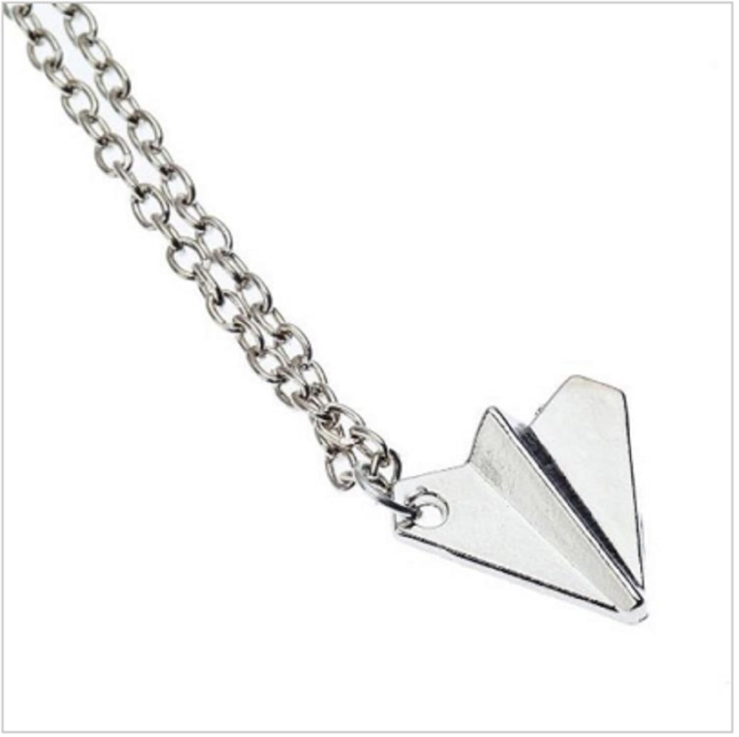 ONE DIRECTION Harry Styles SILVER PAPER AIRPLANE Necklace Pendant Plane USA