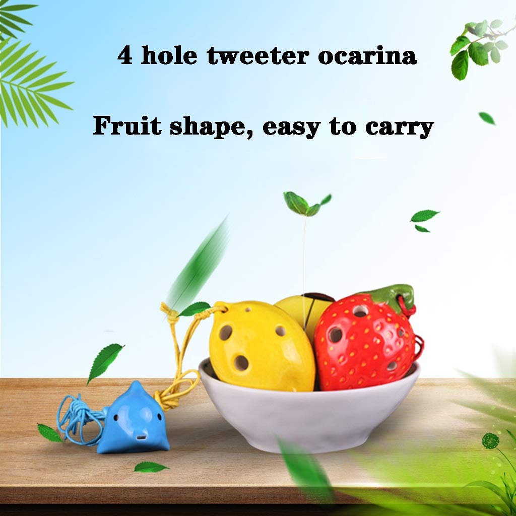 Tweeter De 4 Orificios Con Forma De Fruta Creativa Terracotta Ocarina, Los Principiantes Con Forma De Fresa Y Limón Practican Instrumentos De Viento, Caja De Embalaje + Cordón + Material Didáctico
