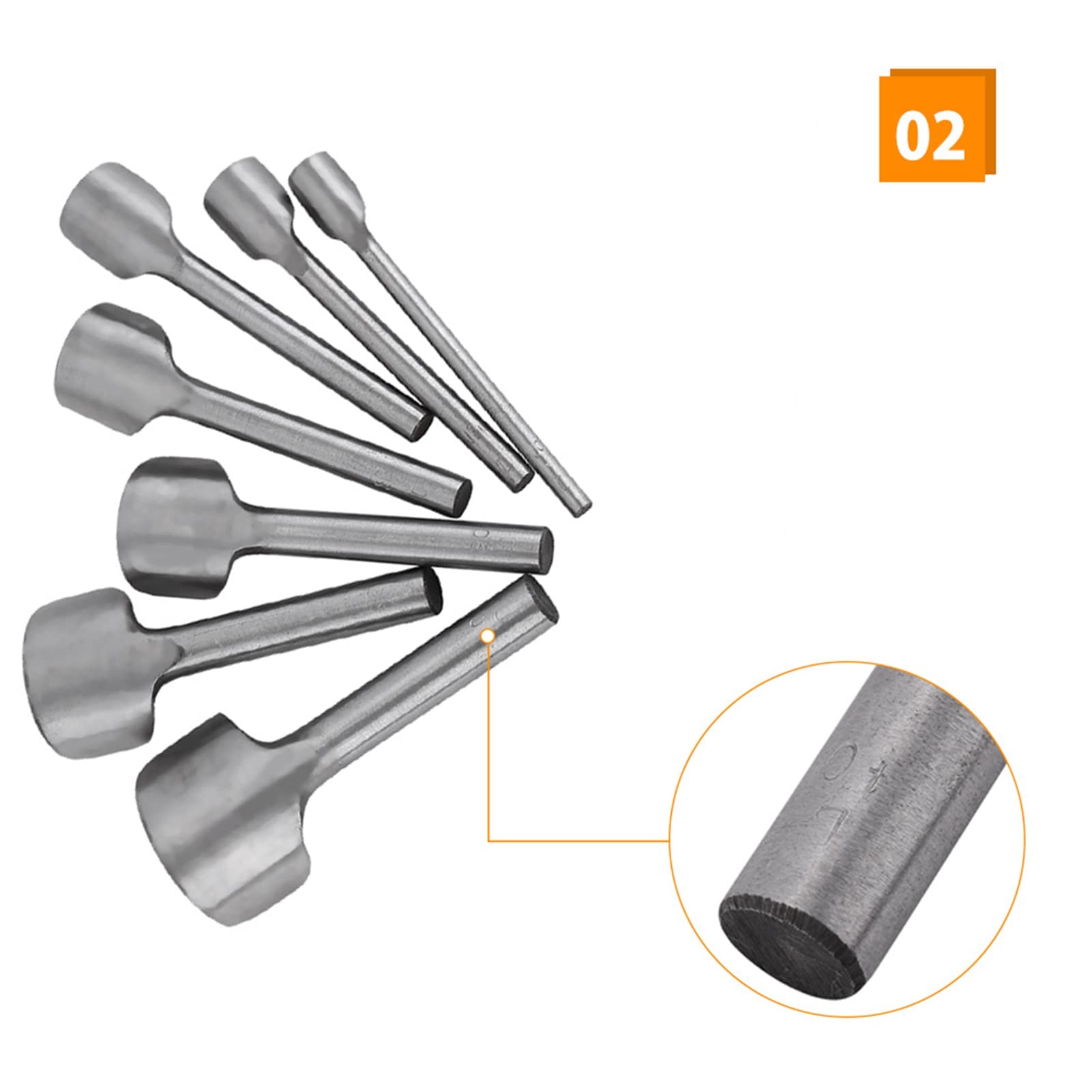 Kit 7 Poinçons Demi-rond Pour Cuir - Tailles 10 à 40 Mm - Acier - Pour Ceintures, Sacs, Portefeuilles DIY