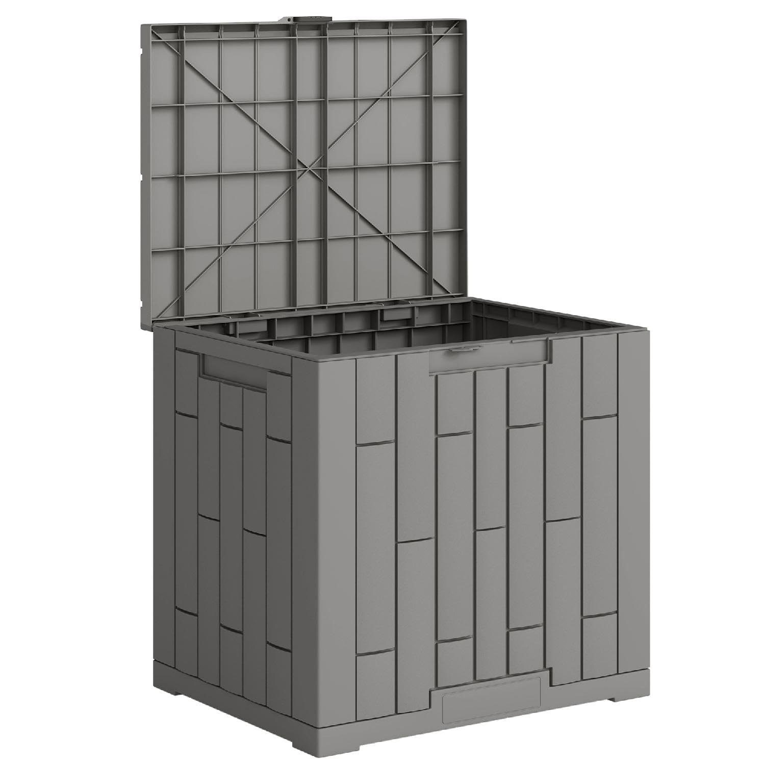 Cassapanca Contenitore da Esterno, Baule, in Resina, 56x44x54 cm, Grigio
