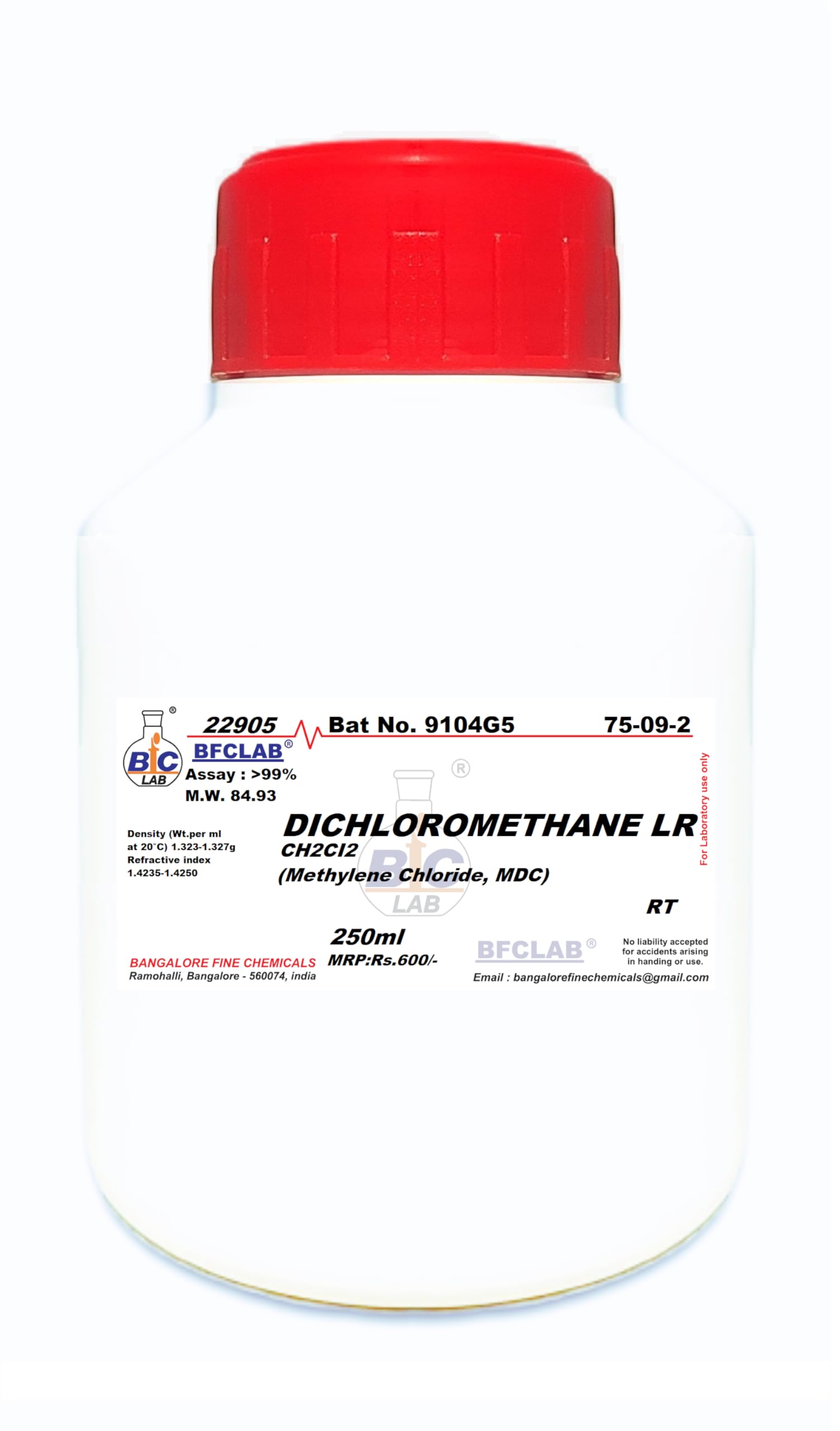 DICHLOROMETHANE LR - 250ml (MDC, Methylene Dichloride)-image-7