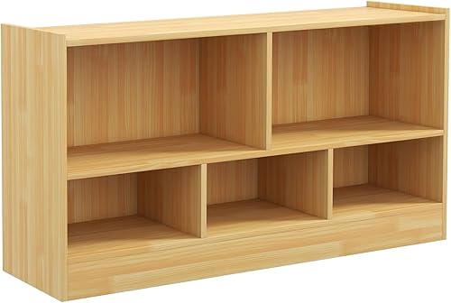 Vista 9 de Organizador de almacenamiento de juguetes, estantería para niños de 2 niveles, estanterías de 5 cubos para niños, armarios y estantes, organizadores