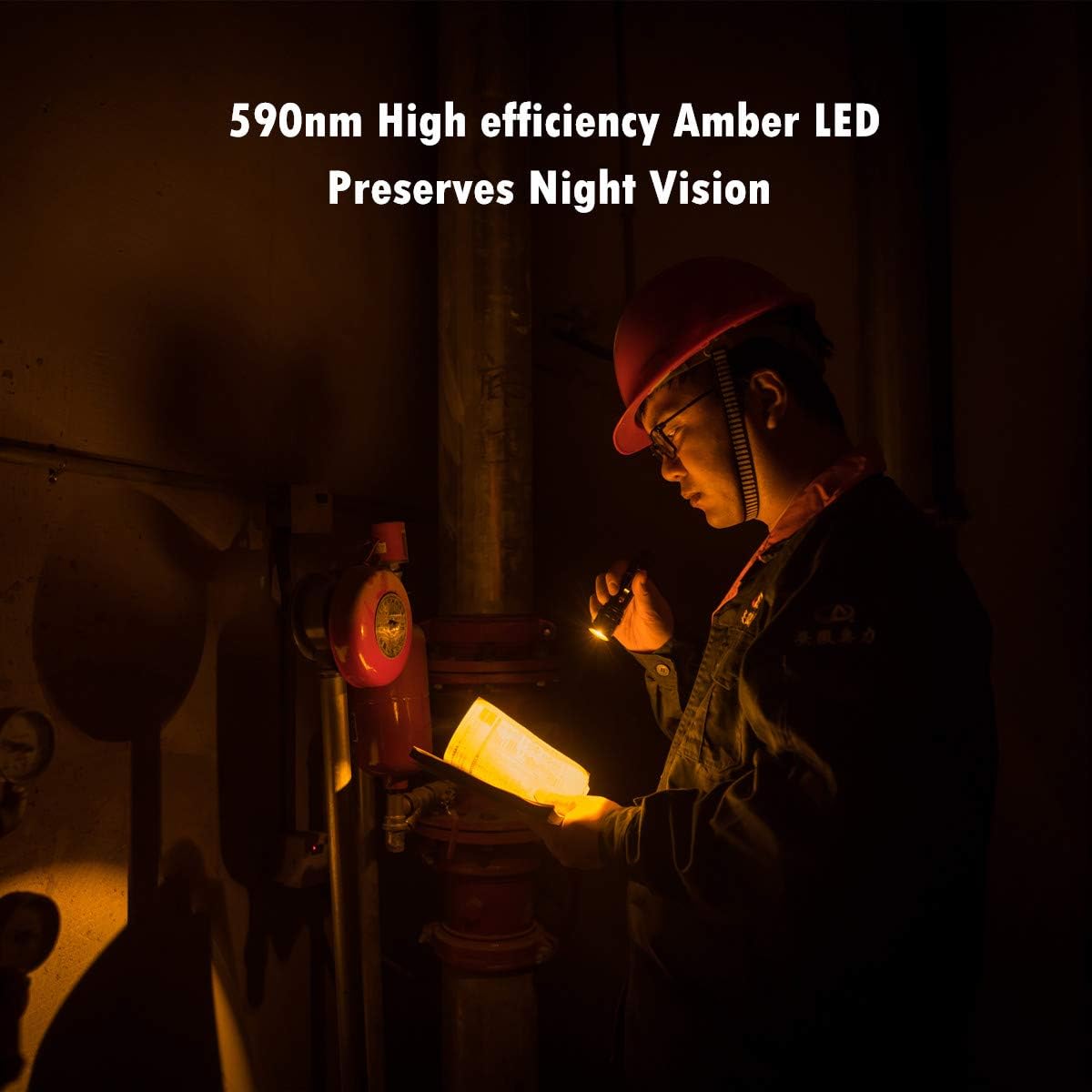 Weltool M7-AM Amber Light Even-Beam Flashlight Dark Adaptation Serie Preserves Night Vision for Aviation, Astronomy, Camping, Hunting, Turtle Watching