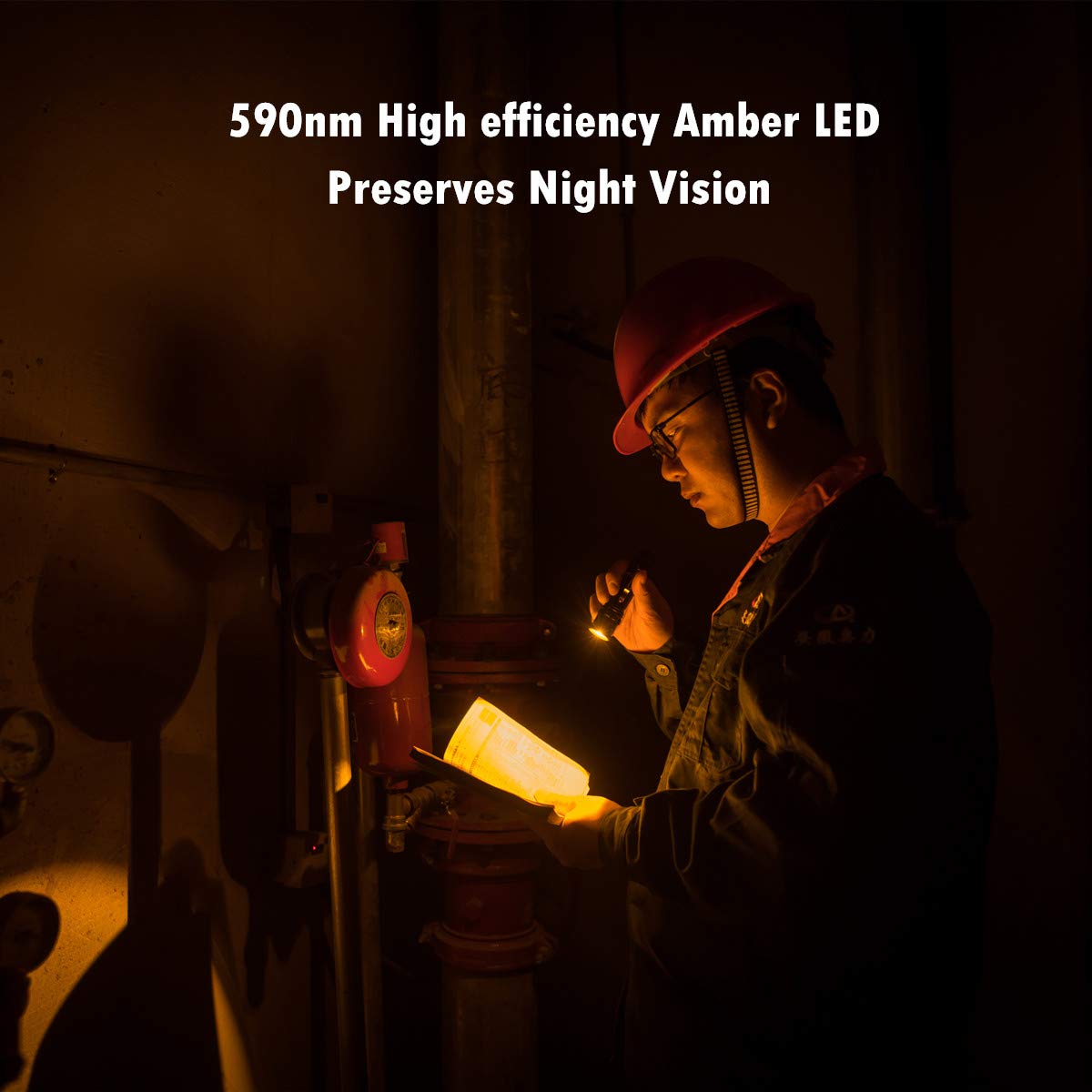 Weltool M7-AM Amber Light Even-Beam Flashlight Dark Adaptation Serie Preserves Night Vision for Aviation, Astronomy, Camping, Hunting, Turtle Watching