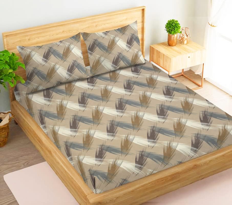 VAS COLLECTION 220 TC Pure Cotton Super King Size Bedsheets with 2 King