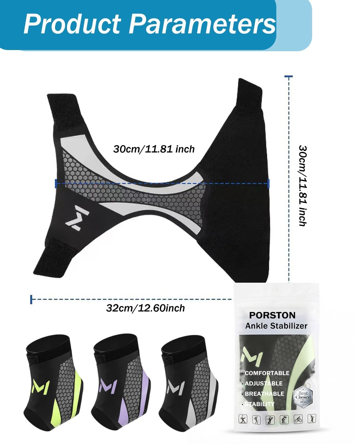 2PCS Ankle Brace Compression Support Stabilizer Lace-Up Sports Basketball nkle Stabilizer with Straps Men Women Adjustable Foot Ankle Orthopedic Compression Sleeve for Plantar Fasciitis Relief,Tendonitis,Sprained