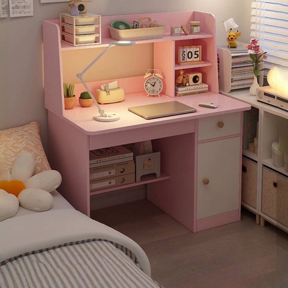 XPPX Study Desk Learning Desk Set for Children with Study Storage Drawers for Girls and Boys Elementary and Middle School Students Home Office Supplies Storage Multi-functional with Shelf Home Use