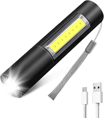 flintronic Mini Lampe de Poche, Lot de 8 Lampe Torche LED Portable, Petite Porte-Clés Torcheen Aluminium, Étanche, USB Rechargeable, pour Extérieur, Camping, Randonnée, Urgences