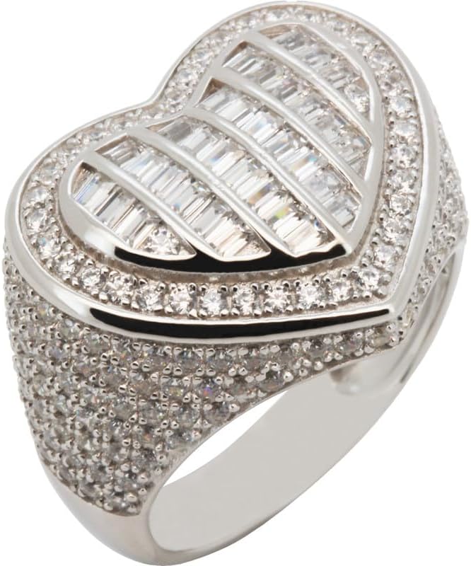 925 Sterling Silver 14k Gold Vermeil AAA Cubic Zirconia Heart Ring