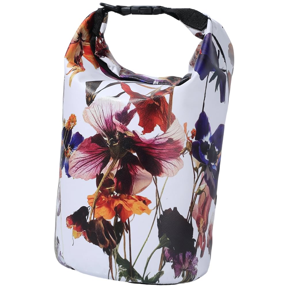 PRESSINART Dry Bags Waterproof Floral Roll Top Waterproof Bag Flower Pattern PVC Lightweight Backpack for Travel Swimming Boating Kayaking Camping Fishing Beach Outdoor Activities 7.5 x 14.6 Inch