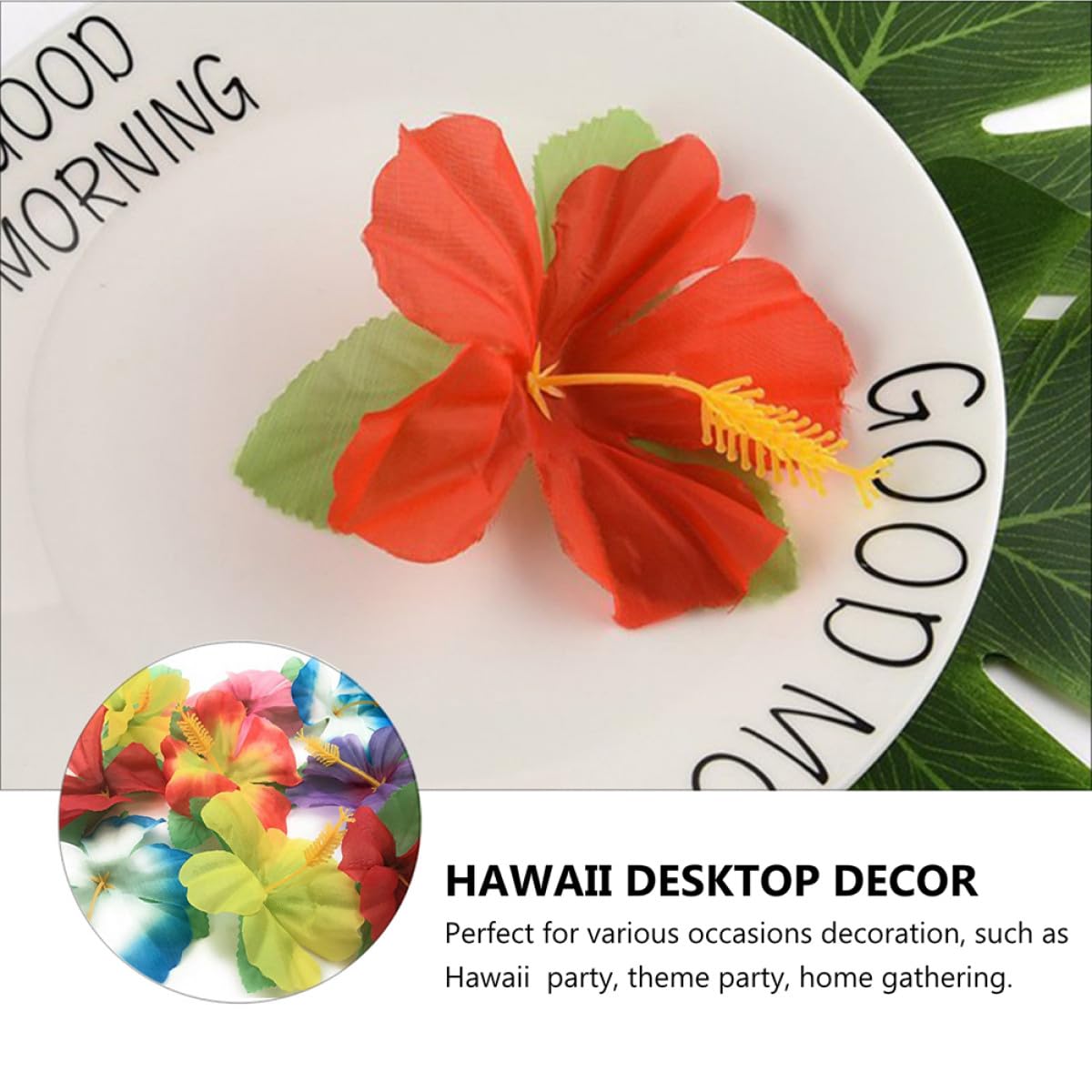 Künstliche Plumeria Blüten und Hawaii aus Stoff 72 Stück Fotorequisite Blumendekoration Einzigartige Tischdekoration Zufällige Farbe für Sommerfest für Party und Zuhause