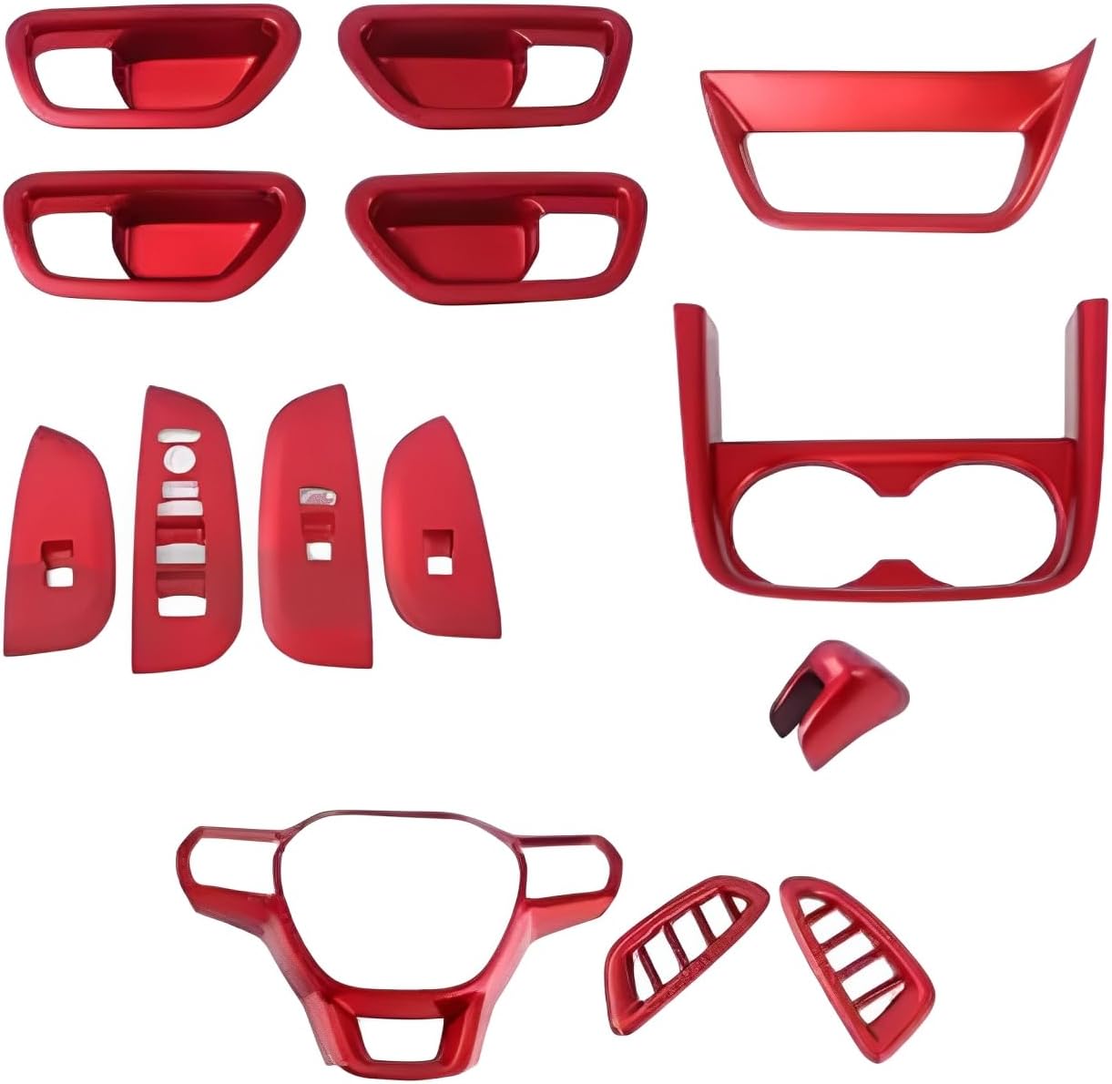 XITER 14pcs Instrument Panel Console Center Frame Decorative Trims Steering Wheel Cover molding Automotive Full set of car interiors For Honda HRV 2023 2024 2025 2026(RED)