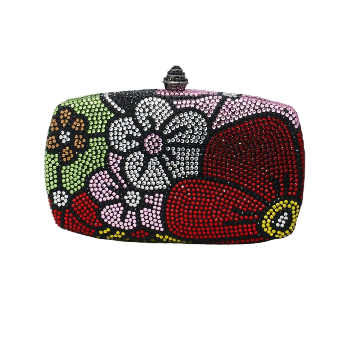 Tasysain Rhinestone Flower Pattern Evening Clutch Chic Floral Diamond Women Purse Shoulder Bag for Cocktail Party Wedding