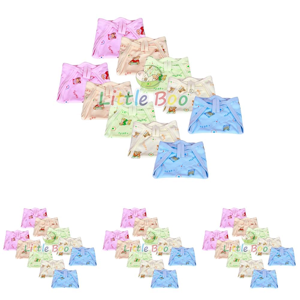 Little Boo new born Baby's Cotton Cloth Diapers/Langot/nappy U Shaped Washable and Reusable Nappies (Multicolour,0-6 Months) Pack of 40-image-32