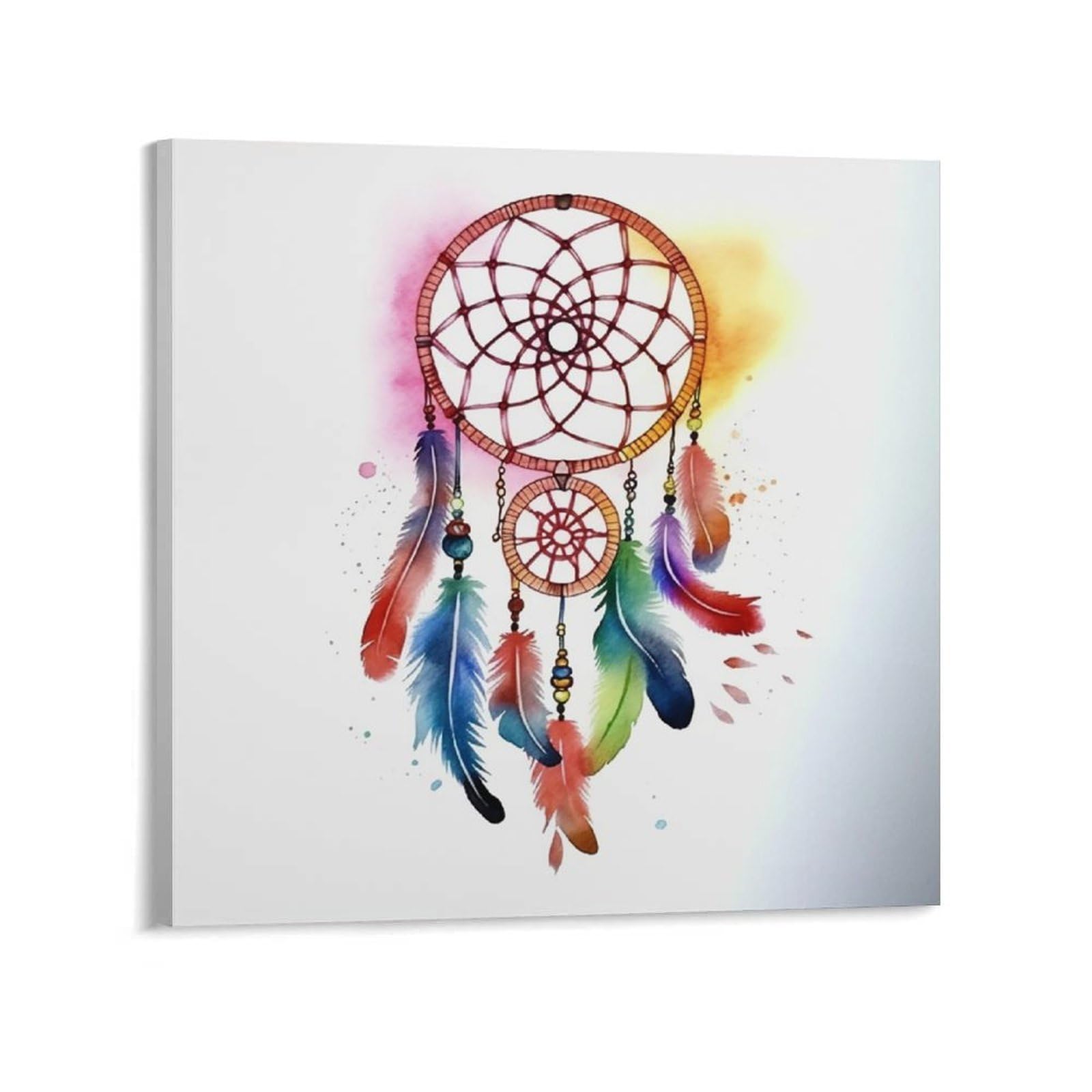Watercolor Dream Catcher Canvas Wall Art for Bedroom 20x20inch Canvas Prints Artwork for Walls Modern Picture Artwork Painting for Living Room Aesthetic Wall Paintings for Bathroom Kitchen Of