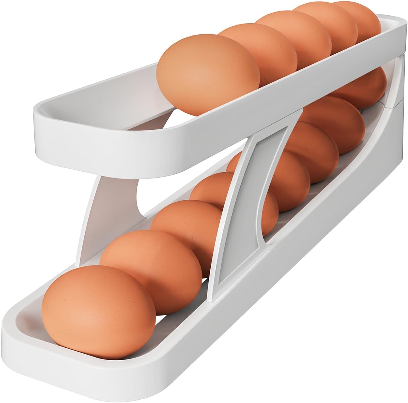 CHANCETSUI Automatic Egg Dispenser 2-Tier, Refrigerator Egg Holder and Organizer - Space-Saving for Fridge & Countertop