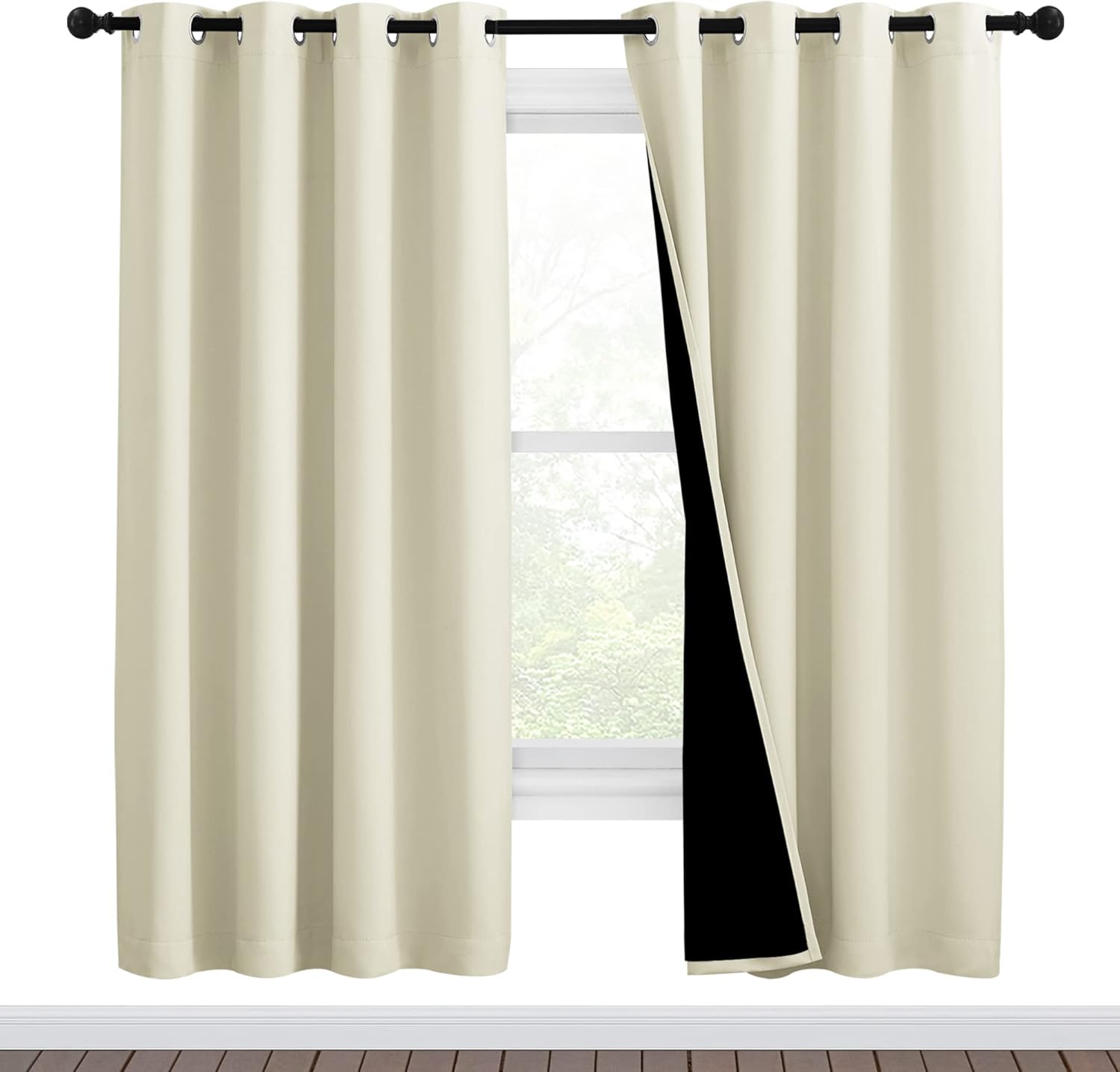 NICETOWN Blackout Drapery Panels, Beige, 2pc