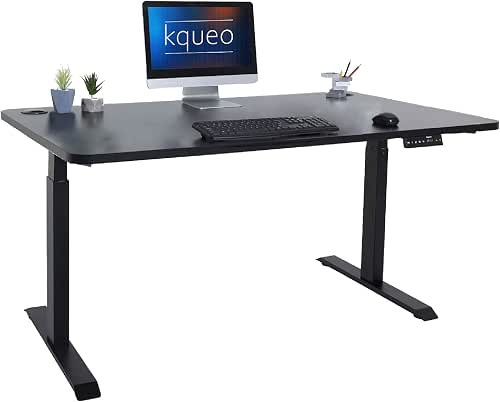 Kqueo Bureau Assis Debout électrique - Plateau 160x80cm, 2 Moteurs,