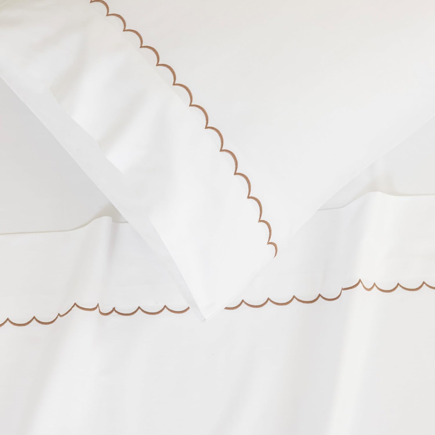 Dreamology Queen Sheet Set,100% Cotton Sateen Embroidered Sheets Set, Cotton Sheets Queen,Soft & Wrinkle-Resistant,16" Deep Pocket,4-Piece Include 1 Fitted Sheet,1 Flat Sheet & 2 Pillowcase (Gold)