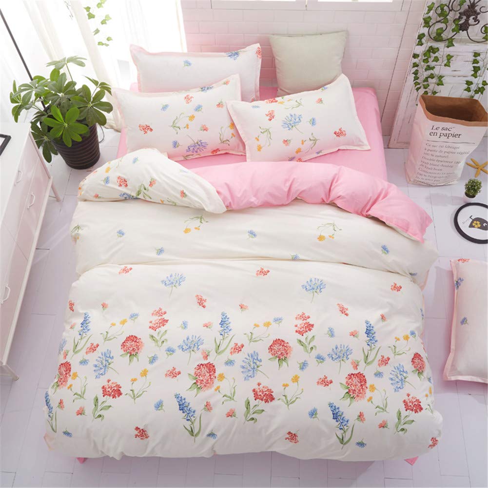Ensemble de literie élégant classique imprimé fleurs blanches durables