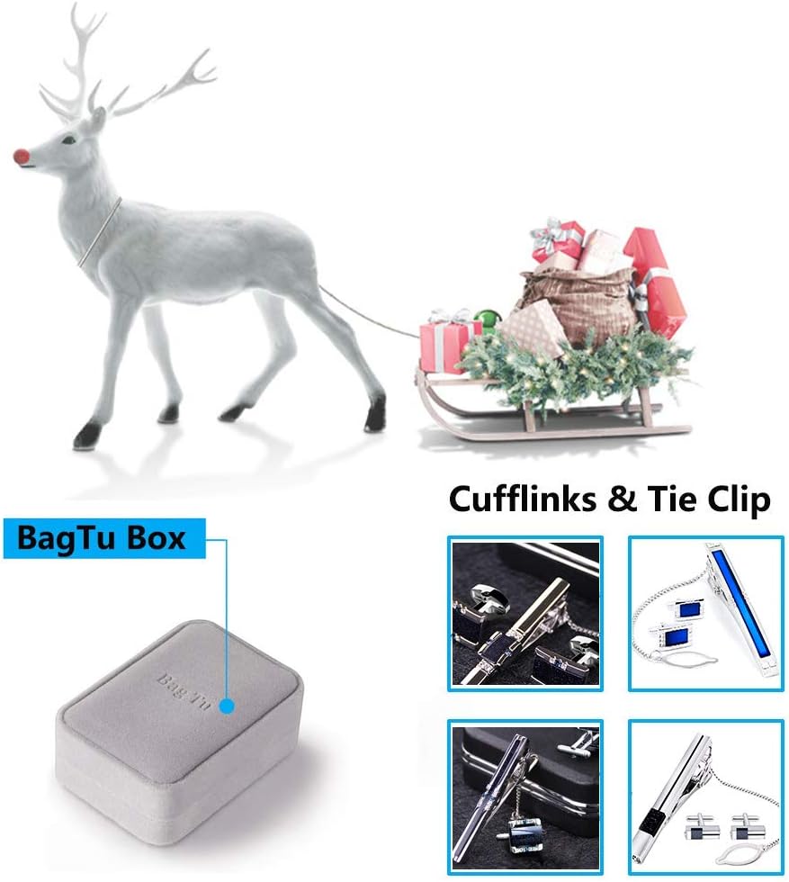 Two Tone Cufflinks and Tie Clip Set with Gift Box and Greeting Card, Stylish Golden Cufflinks and Tie Clip Gift Set for Men