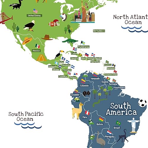 Miniatura 6 de HomeEvolution Calcomanías de pared grandes extraíbles para niños, diseño de mapa del mundo, para guardería, dormitorio, sala de estar