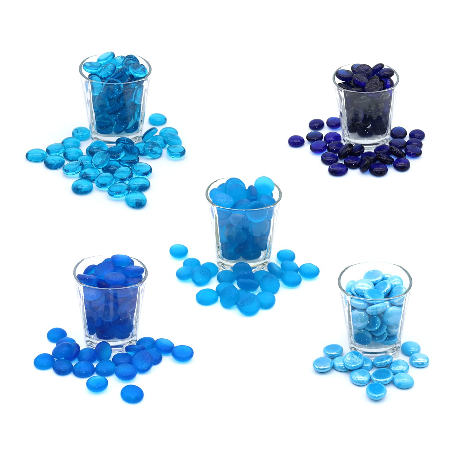Houseables Glasperlen Für Vasen – Blaue Flache Murmeln, 1,5 Kg, Für Dekoration, Floristik & DIY