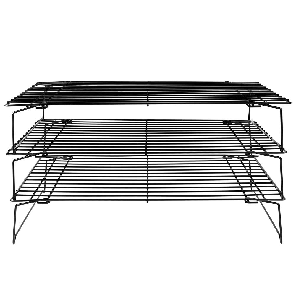 Rejilla de enfriamiento plegable de 3 capas para hornear |Diseño apilable que ahorra espacio para galletas, cupcakes y barbacoas |Rejillas de hierro antiadherentes, aptas para