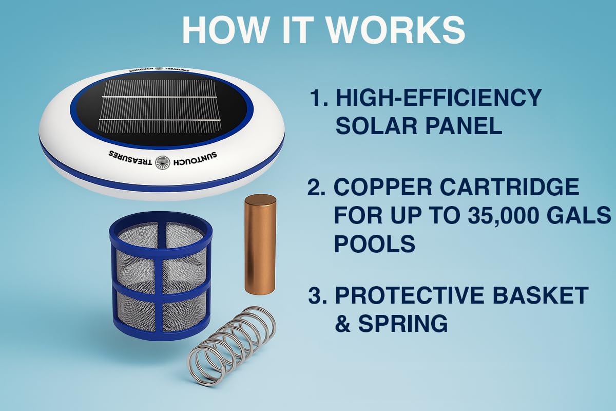 Solar Pool Maid Mineral System - Pool Cleaner, Solar-Powered Floating Mineral Accessory for Pool Water Balance, use up to 85% Less Chemicals, for Pools up to 35,000 Gal, Lifetime Replacement Program