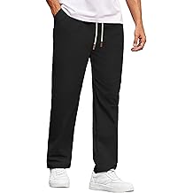 Men's Casual Chino Pants Relaxed Fit Drawstring Elastic Waist Lightweight Pant Twill Pleated Trousers