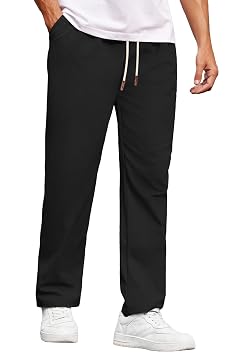 COOFANDY Mens Casual Chino Pants Relaxed Fit Drawstring Elastic Waist Lightweight Pant Twill Pleated Trousers