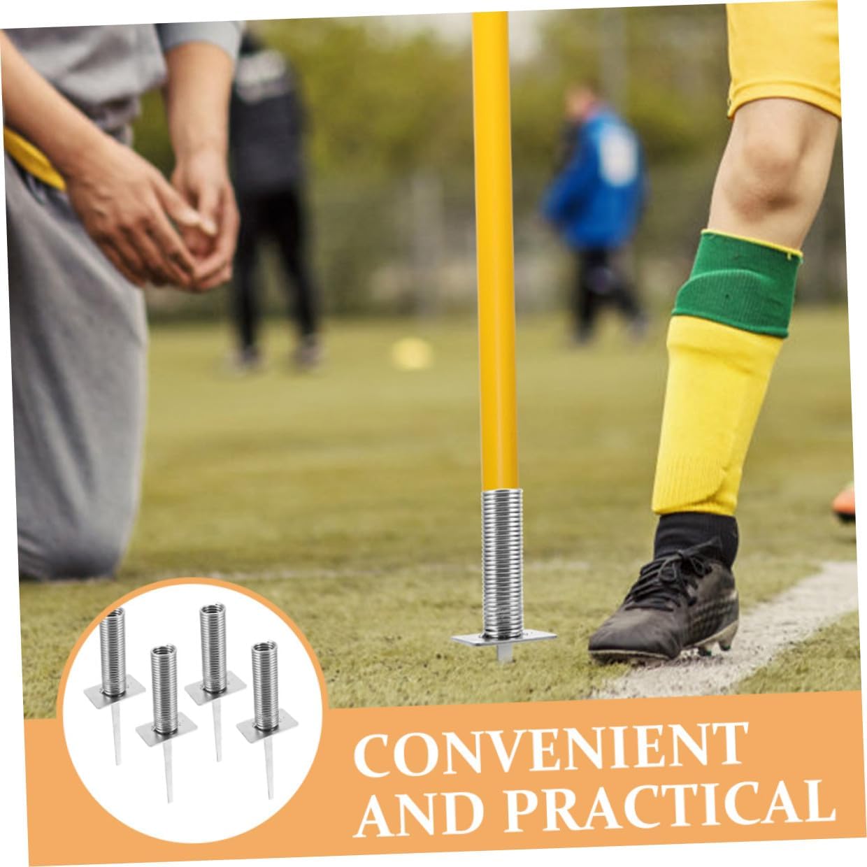 4pcs Soccer Corner Flag Spring Base Training Ground Nails with Flagpole Spike for Football Field Marking Outdoor Agility Equipment